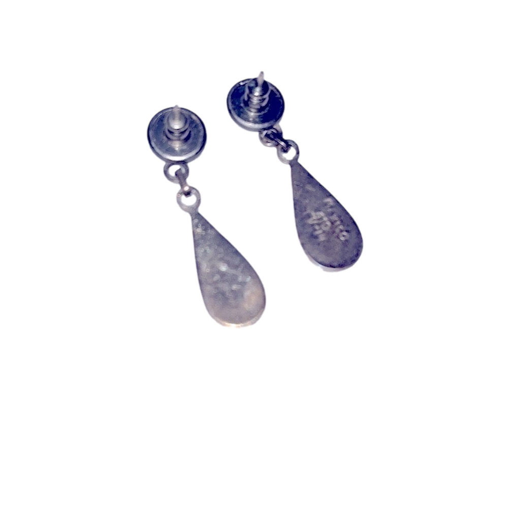 vintage sterling silver and onyx earrings - Picture 3 of 3